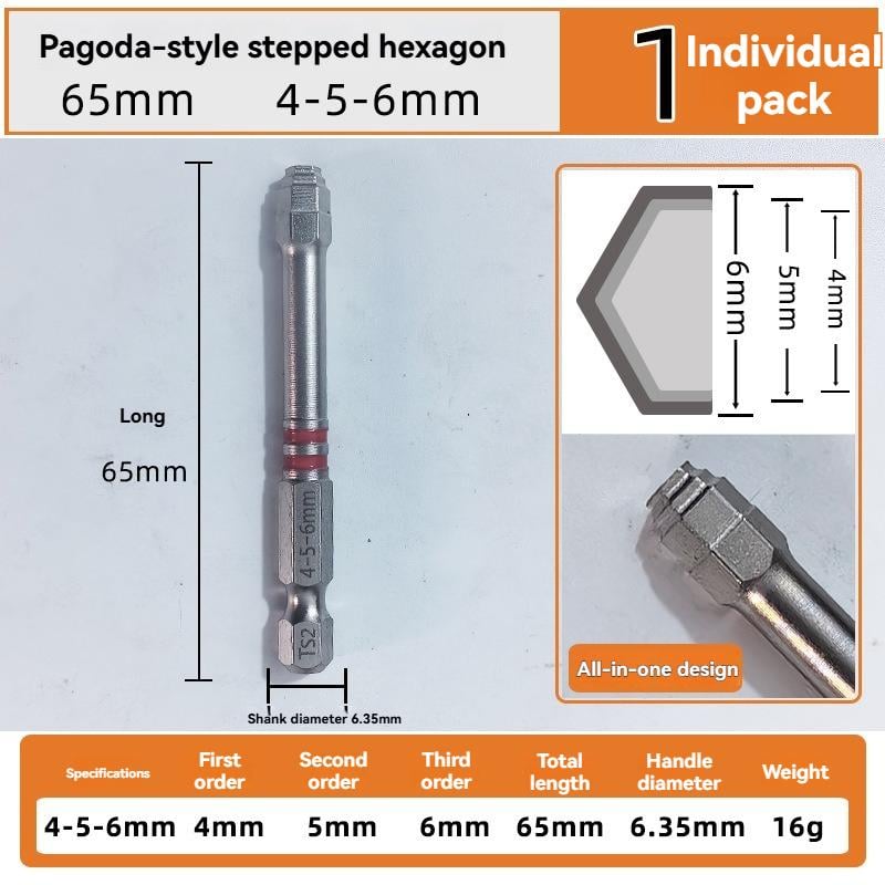 š§ BVJĀ® All-in-One Pagoda Hex Screwdriver Bit Set (6PCS)