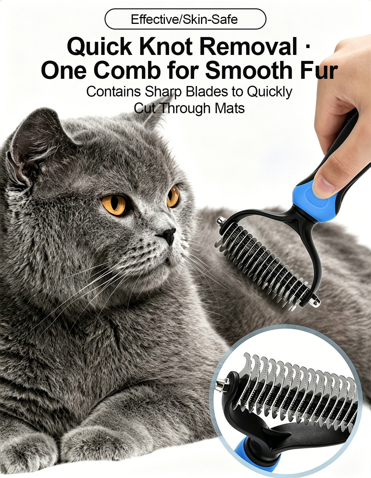 🐶Billhol®🐱 2-in-1 Professional Pet Dematting Comb✂ | Gentle Undercoat Rake & Shedding Brush for Dogs & Cats🐶🐱