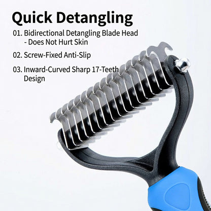 🐶Billhol®🐱 2-in-1 Professional Pet Dematting Comb✂ | Gentle Undercoat Rake & Shedding Brush for Dogs & Cats🐶🐱