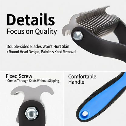 🐶Billhol®🐱 2-in-1 Professional Pet Dematting Comb✂ | Gentle Undercoat Rake & Shedding Brush for Dogs & Cats🐶🐱