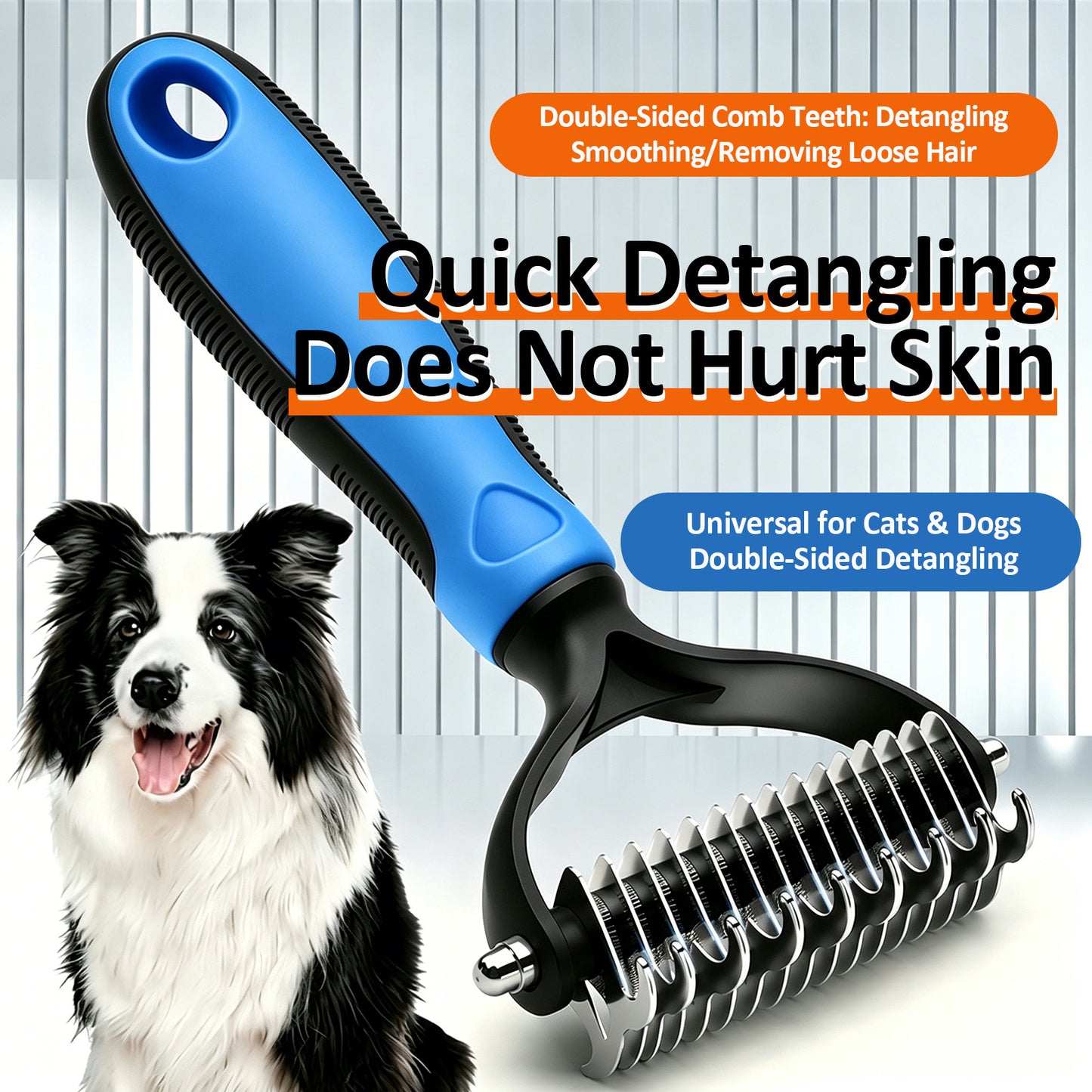 🐶Billhol®🐱 2-in-1 Professional Pet Dematting Comb✂ | Gentle Undercoat Rake & Shedding Brush for Dogs & Cats🐶🐱