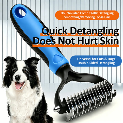 🐶Billhol®🐱 2-in-1 Professional Pet Dematting Comb✂ | Gentle Undercoat Rake & Shedding Brush for Dogs & Cats🐶🐱
