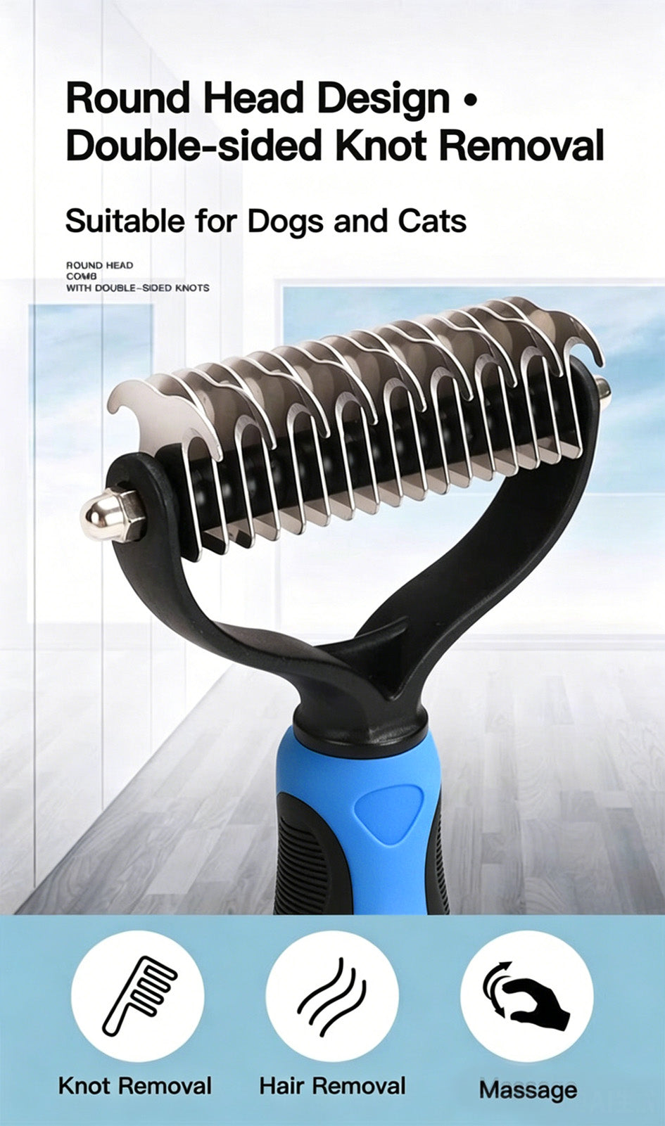 🐶Billhol®🐱 2-in-1 Professional Pet Dematting Comb✂ | Gentle Undercoat Rake & Shedding Brush for Dogs & Cats🐶🐱