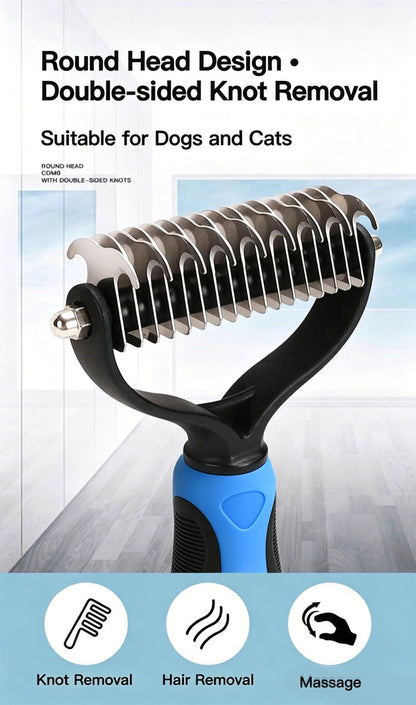 🐶Billhol®🐱 2-in-1 Professional Pet Dematting Comb✂ | Gentle Undercoat Rake & Shedding Brush for Dogs & Cats🐶🐱