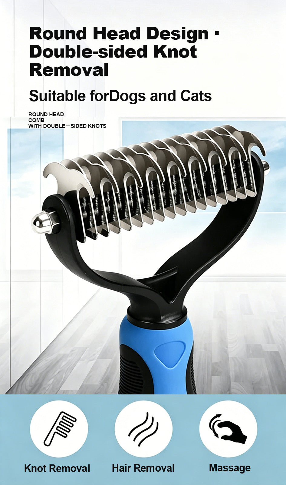 🐶Billhol®🐱 2-in-1 Professional Pet Dematting Comb✂ | Gentle Undercoat Rake & Shedding Brush for Dogs & Cats🐶🐱