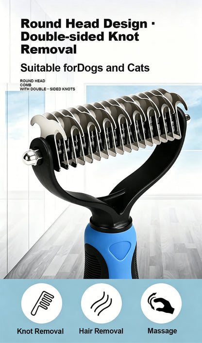 🐶Billhol®🐱 2-in-1 Professional Pet Dematting Comb✂ | Gentle Undercoat Rake & Shedding Brush for Dogs & Cats🐶🐱