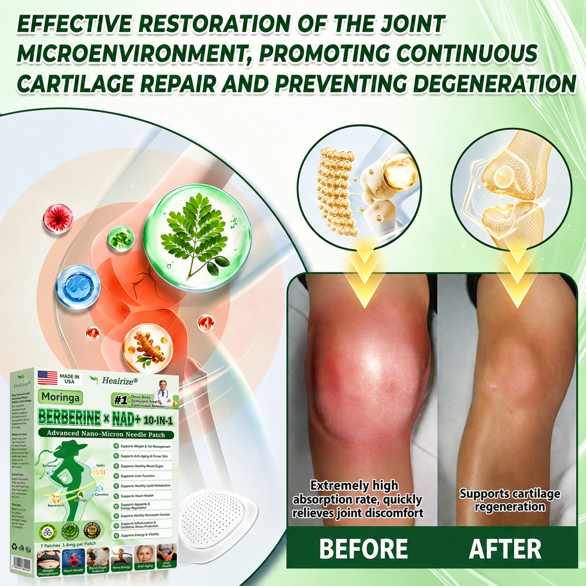 🇺🇸 𝐇𝐞𝐚𝐥𝐫𝐢𝐳𝐞®🚀⚡️ 10-in-1 Nano Microneedle Patch | Moringa + Berberine + NAD+ | Daily Weight & Metabolic Support