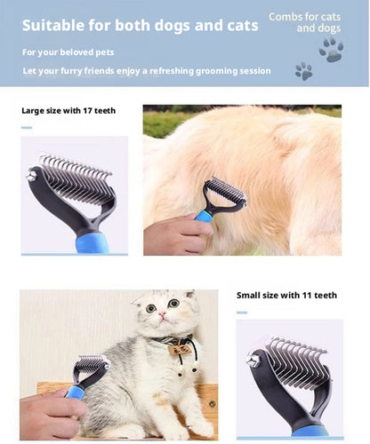 🐶Billhol®🐱 2-in-1 Professional Pet Dematting Comb✂ | Gentle Undercoat Rake & Shedding Brush for Dogs & Cats🐶🐱